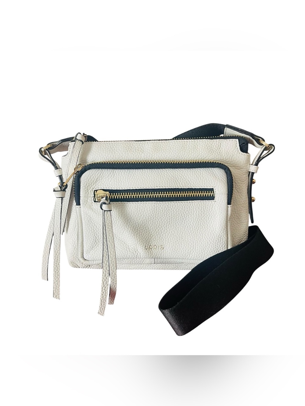 Lodis Milano White Pebbled Leather Crossbody
